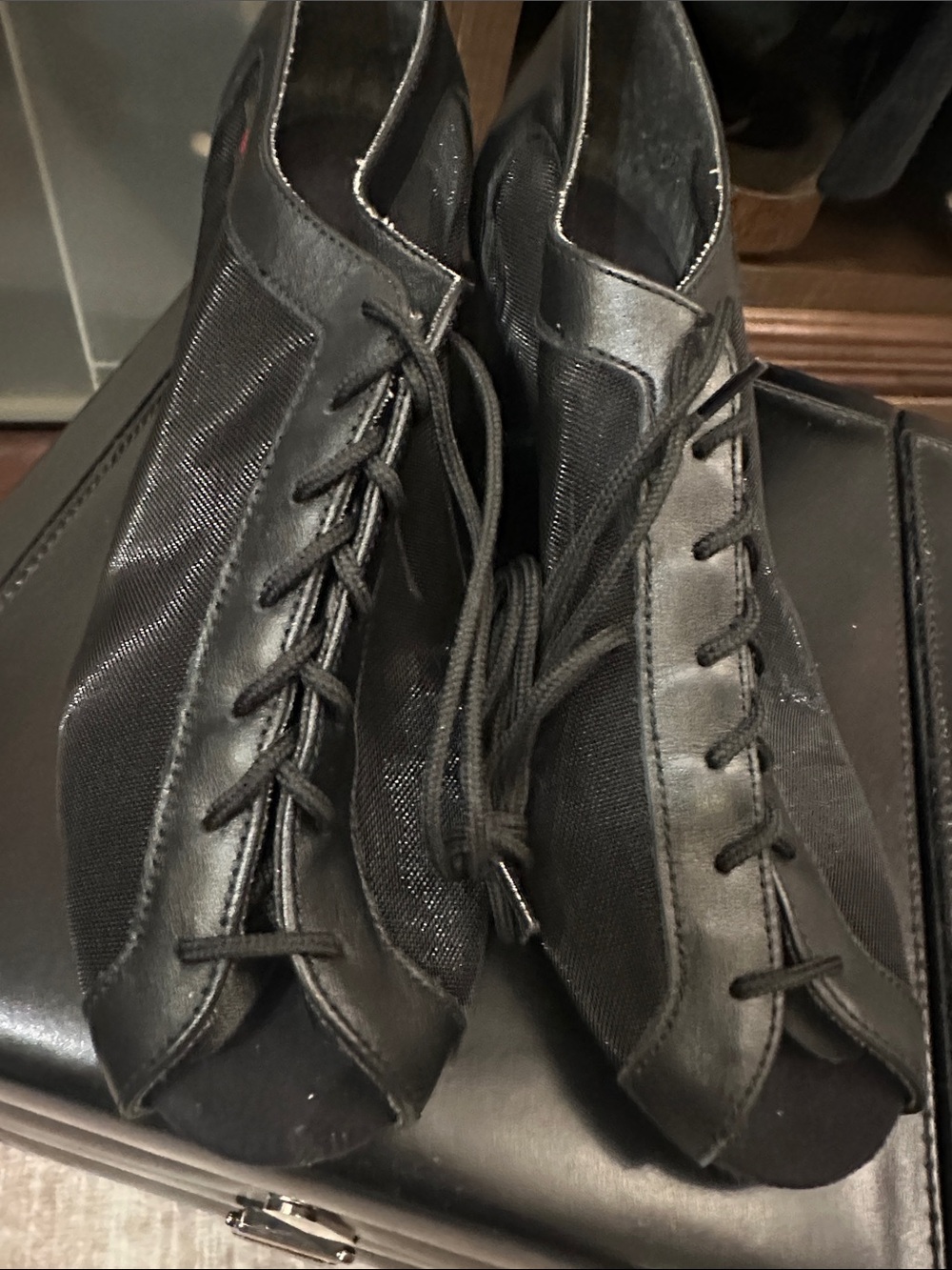 Supadance black leather and mesh dance shoe size 5 us 7